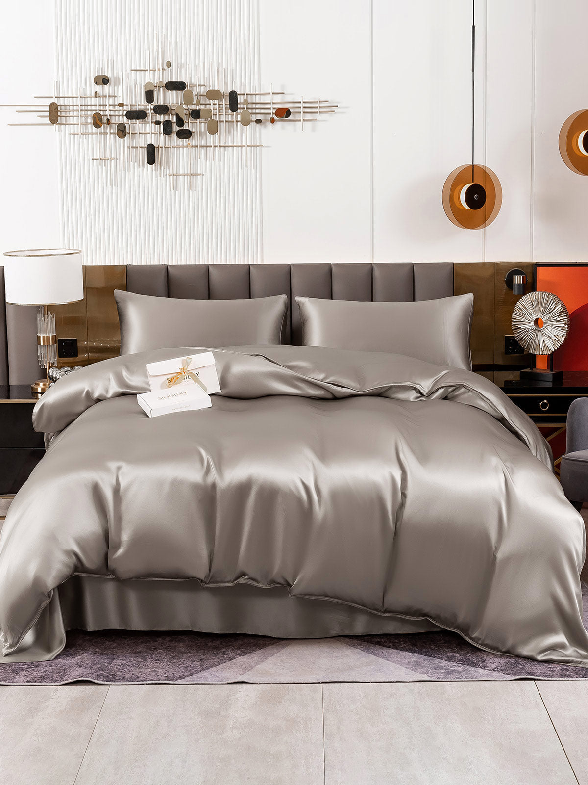 SilkSilky CA 19Momme Pure Silk Bedding Set Gray 002