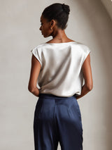 [Light Gray] SilkSilky-CA Cap Sleeve Cowl Neck Women's T-Shirt 002
