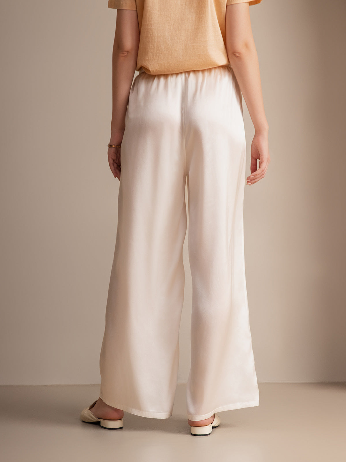 [White] SilkSilky-CA Pure Silk Womens Pants 001