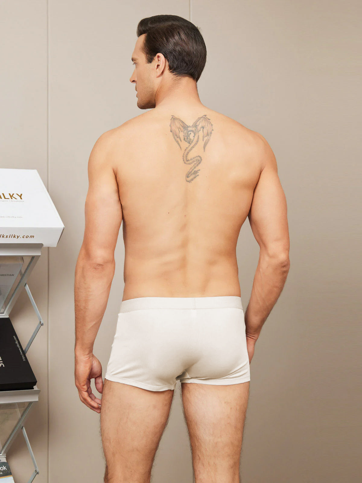 [Beige] SilkSilky-CA Pure Silk Mens Underwear 002