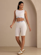 [White] SilkSilky-CA Sleeveless Crew Neck Women's Outfit Sets 007