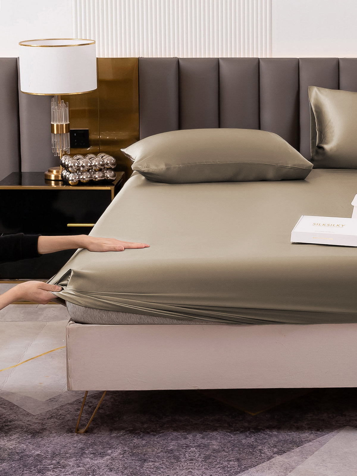 [Khaki] SilkSilky-CA 19Momme Bedding Set 006