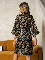 [Leopard] SilkSilky-CA Pure Silk Womens Robe 002,