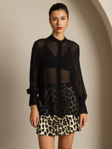 [Black] SilkSilky-CA Pure Silk Split Women's Shirt 001