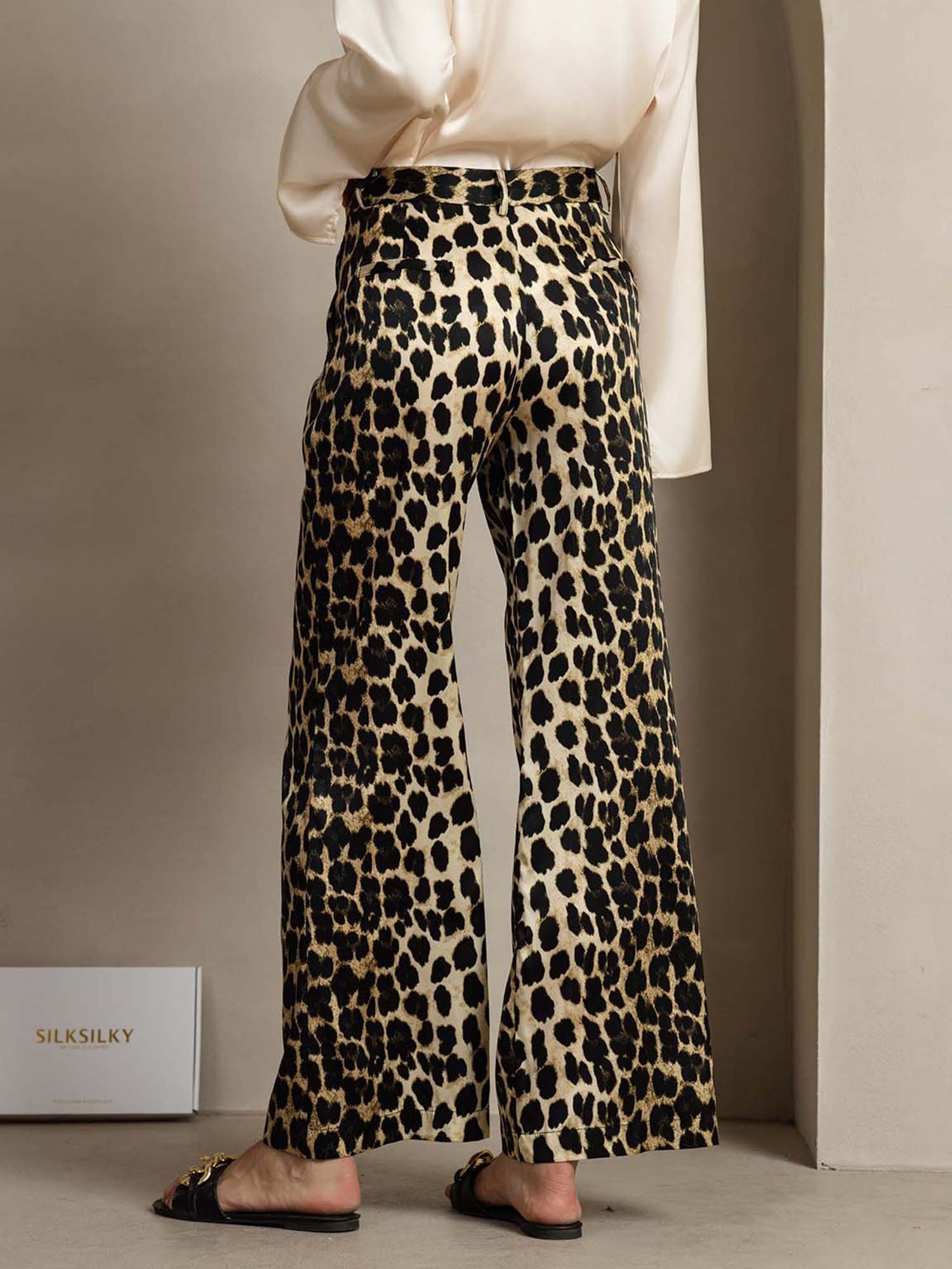 [Leopard] SilkSilky-CA 19Momme Silk Womens Pants 002