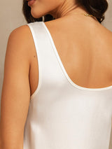 [White] SilkSilky-CA 19Momme Machine-Washable Silk Sleeveless Scoop Neck Women's Pajamas 004