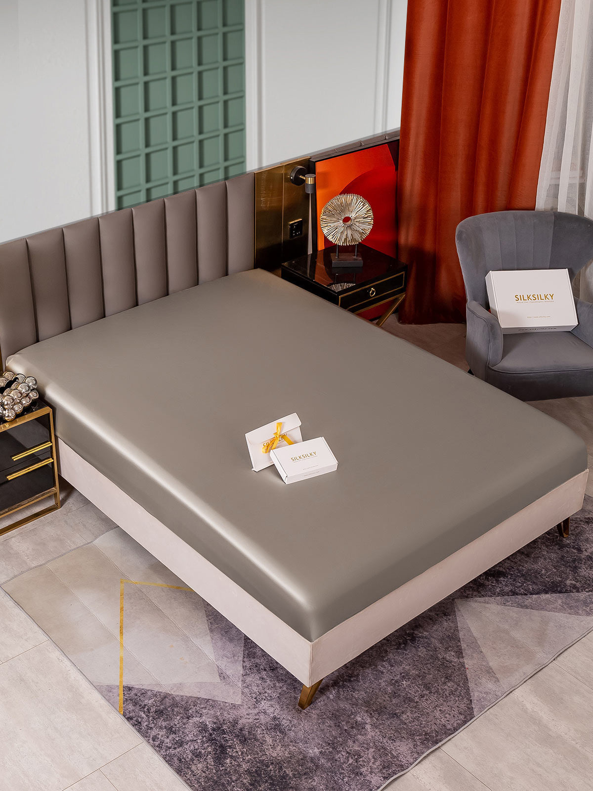 [Gray] SilkSilky-CA 25Momme Sheet 001