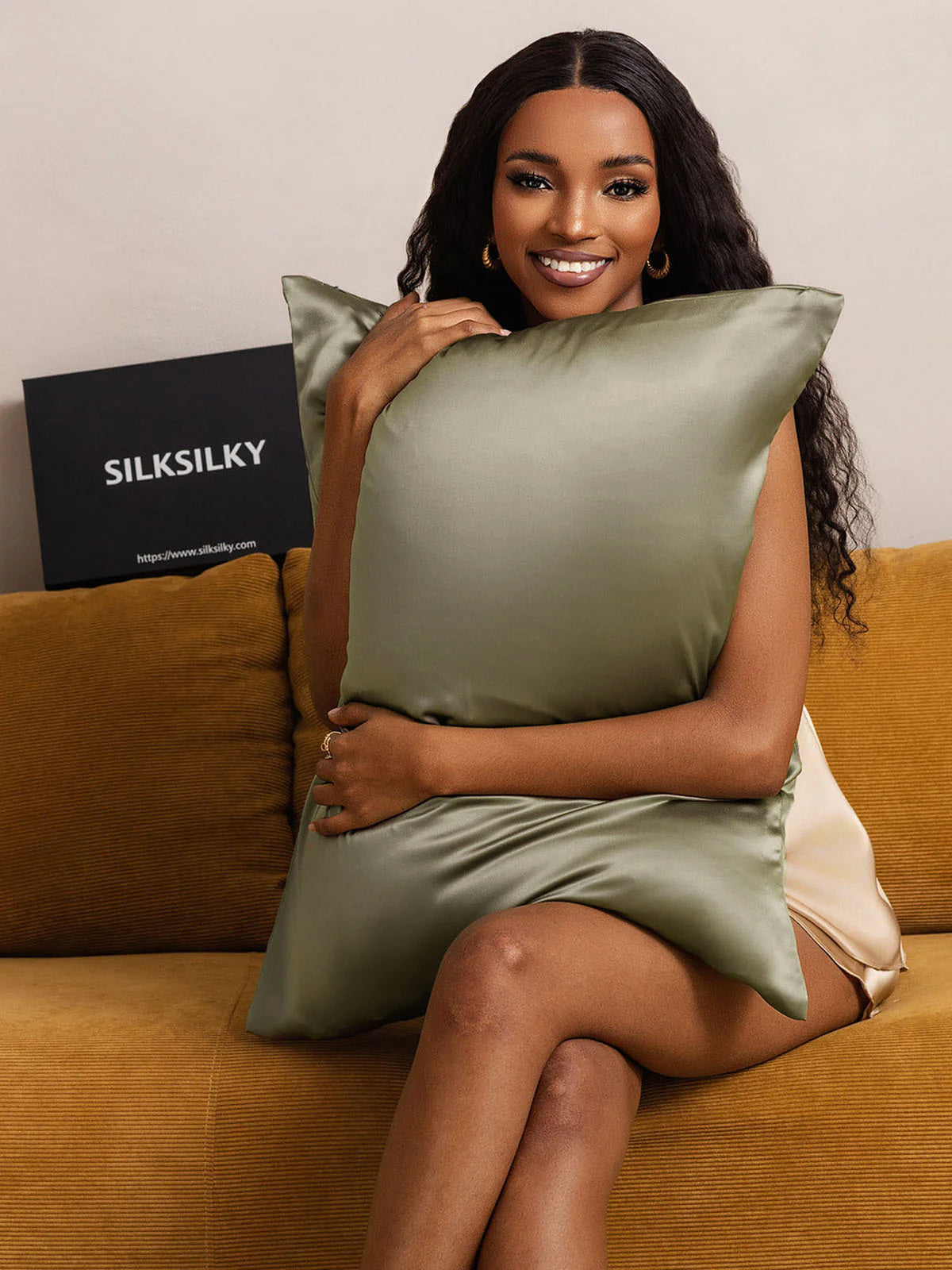 [Olive Green] SilkSilky-CA 22Momme Pure Silk Pillowcase 005