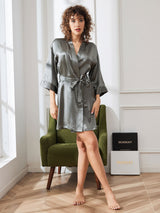 [Grayish Green] SilkSilky-CA 3/4 Sleeve Women's Robe 006
