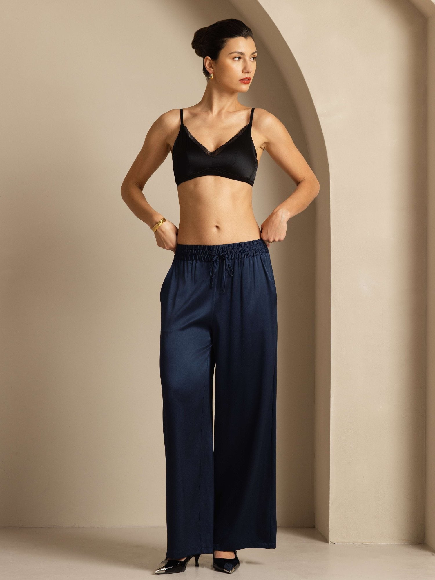 [DarkBlue] SilkSilky-CA 19Momme Silk Womens Pants 008