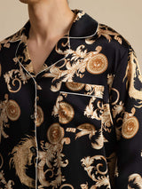 [Black Dragon] SilkSilky-CA Long Sleeve Lapel Collar Men's Pajamas 004