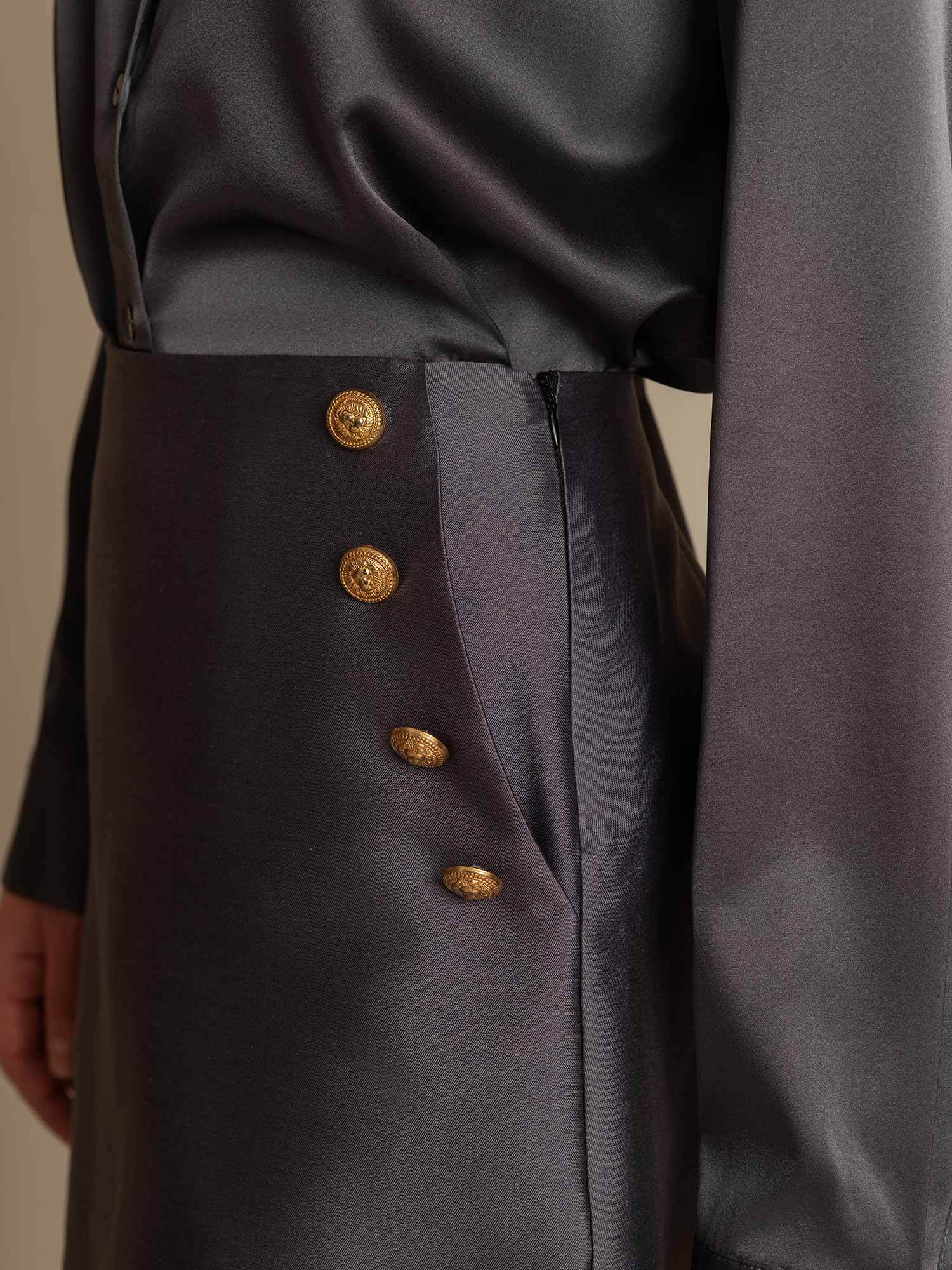 [Gray] SilkSilky-CA 32Momme Silk-Wool Blend Skirt 004,