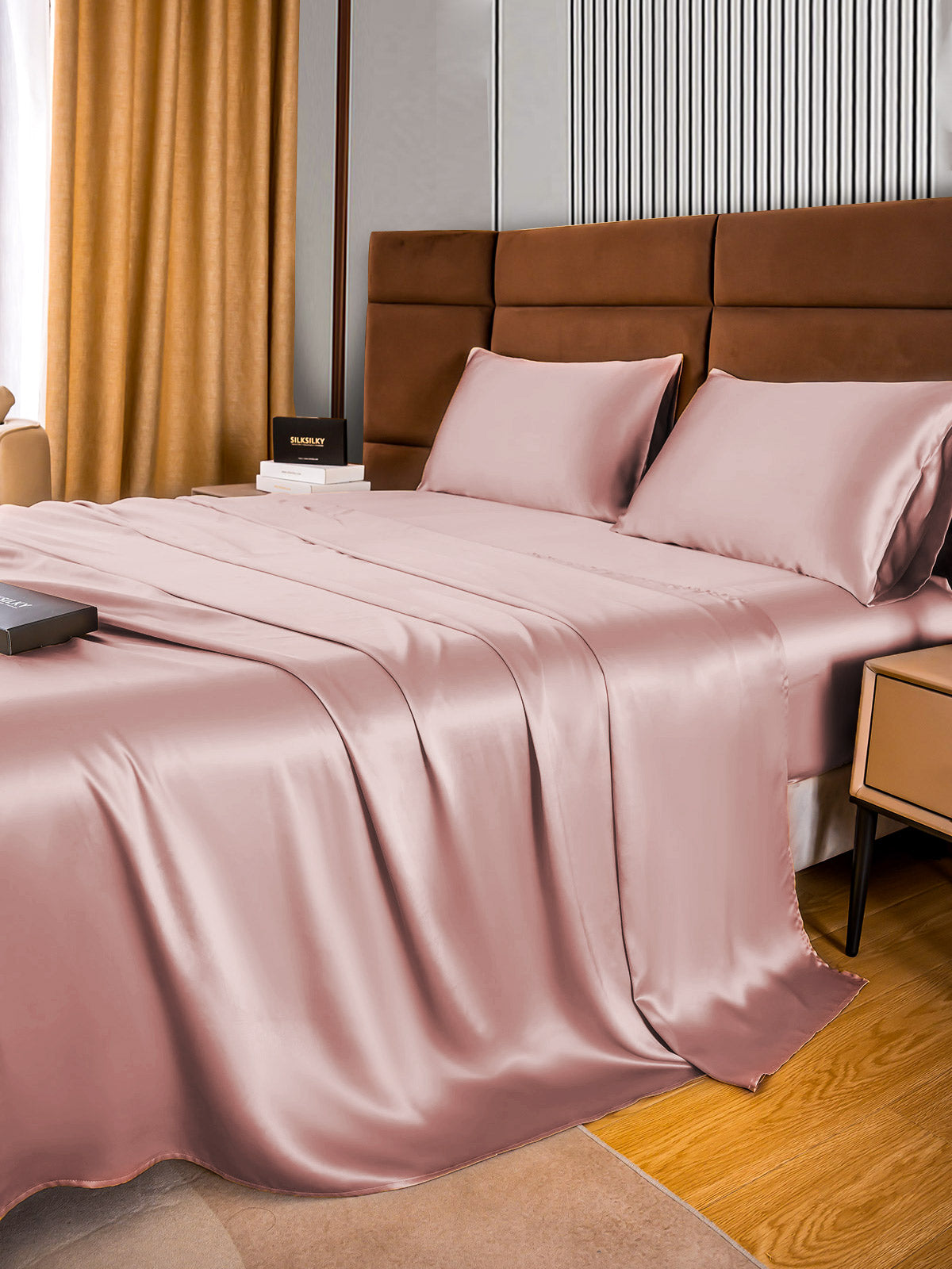 SilkSilky CA 22Momme Pure Silk Bedding Set PaleMauve 003