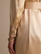 [Champagne] SilkSilky-CA Long Sleeve Lapel Collar Dress 003