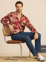 [Wine Dragon] SilkSilky-CA Long Sleeve Lapel Collar Men's Shirt 007