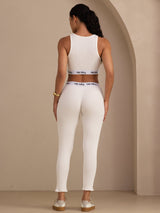 [White] SilkSilky-CA Sleeveless Crew Neck Women's Outfit Sets 002