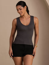 [Gray] SilkSilky-CA Sleeveless Deep V Neck Camisole 001