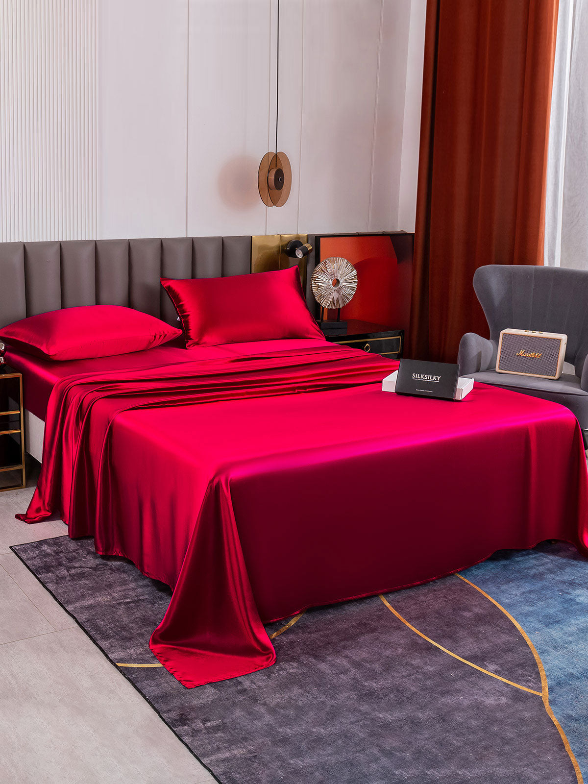 [Wine] SilkSilky-CA 19Momme Pure Silk Bedding Set 005
