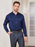 SilkSilky CA Silk Long Sleeve Collar Men's Shirt DarkBlue 004