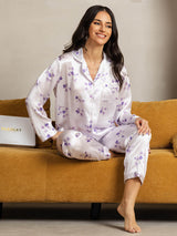 [Lilac Bloom] SilkSilky-CA Pure Silk Notch Collar Women's Pajamas 001,
