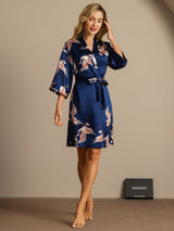 [Dark Blue] SilkSilky-CA 3/4 Sleeve Women's Robe 005