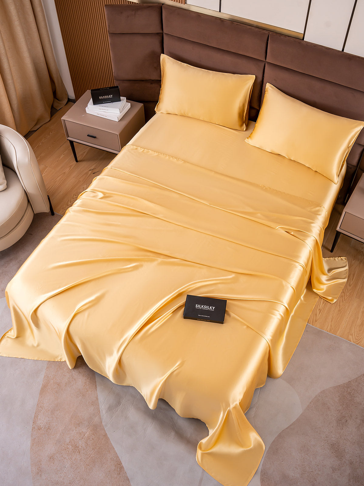 [Champagne] SilkSilky-CA 19Momme Pure Silk Bedding Set 005