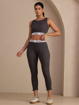 [Gray] SilkSilky-CA Sleeveless Crew Neck Women's Outfit Sets 006
