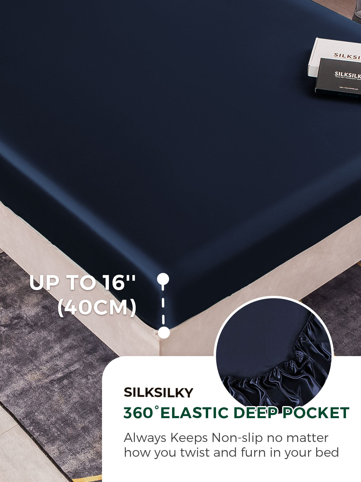 [Dark Blue] SilkSilky-CA 19Momme Pure Silk Bedding Set 004