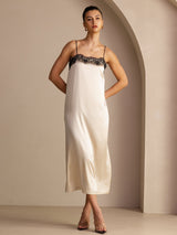 [Brown Rice] SilkSilky-CA Spaghetti Strap Square Neck Dress 005