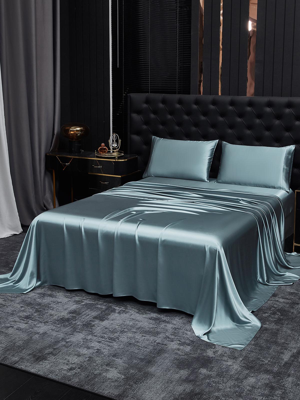 [Grayish Blue] SilkSilky-CA 19Momme Pure Silk Bedding Set 001