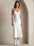 SilkSilky-CA Pure Silk Sleeveless Round Neck Dress White 004