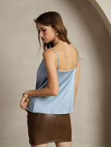 [Grayish Blue] SilkSilky-CA Spaghetti Strap Cowl Neck Camisole 002