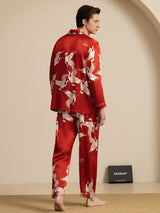 [Wine] SilkSilky-CA Long Sleeve Lapel Collar Men's Pajamas 002