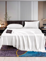 [White] SilkSilky-CA 22Momme Pure Silk Bedding Set 001,