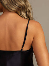 [Black] SilkSilky-CA Spaghetti Strap V Neck Camisole Set 006