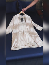 SilkSilky-CA 3/4 Sleeve V Neck Nightgown&Robe Set video 001