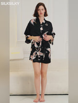 SilkSilky-CA 19Momme 3/4 Sleeve Women's Robe video 001