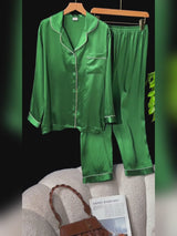 SilkSilky-CA Long Sleeve Lapel Collar Women's Pajamas video 001
