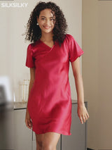 SilkSilky-CA Short Sleeve V Neck Nightgown video 001