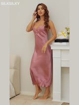 SilkSilky-CA Pure Silk Deep V Neck Nightgown-video-001