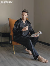 SilkSilky-CA 19Momme Pure Silk Mens Pajamas video 001