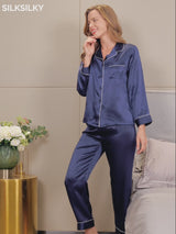 SilkSilky-CA Long Sleeve Notch Collar Women's Pajamas video 001
