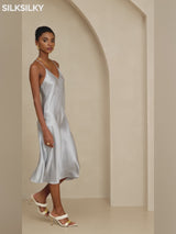 SilkSilky-CA Pure Silk Sleeveless V Neck Dress-video-001