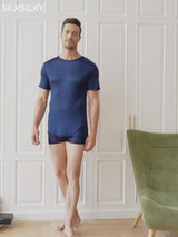 SilkSilky-CA 100% Silk Jersey Short Sleeve Crew Neck Men's T-Shirt video 001