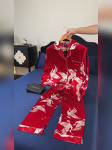 SilkSilky-CA Long Sleeve Lapel Collar Women's Pajamas video 001