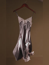 SilkSilky-CA Spaghetti Strap V Neck Nightgown video 001