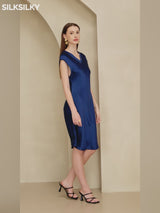 SilkSilky-CA Cap Sleeve V Neck Dress video 001