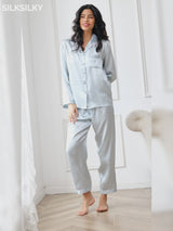 SilkSilky-CA Long Sleeve Notch Collar Women's Pajamas video 001