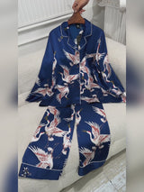 SilkSilky-CA Long Sleeve Lapel Collar Women's Pajamas video 001