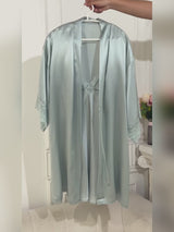 SilkSilky-CA 3/4 Sleeve V Neck Nightgown&Robe Set video 001